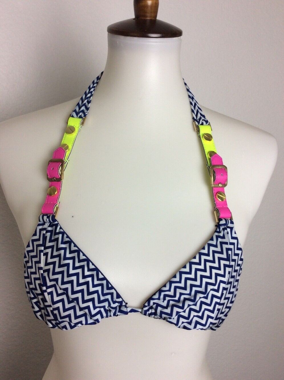 Beach Bunny Bronze Bikini Top Chevron Swimwear